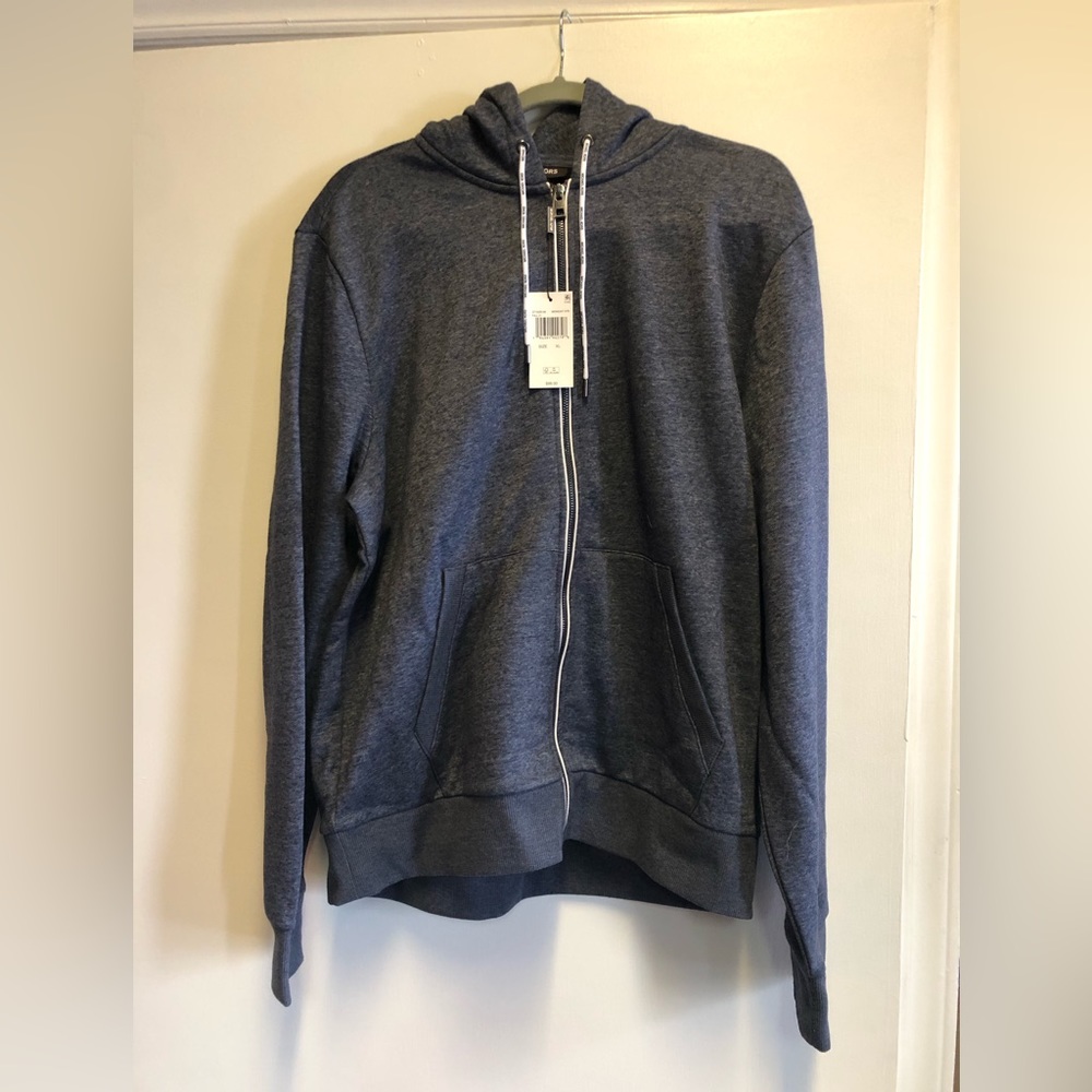 NWT Michael Kors hooded zip up jacket. Size XL dark blue.